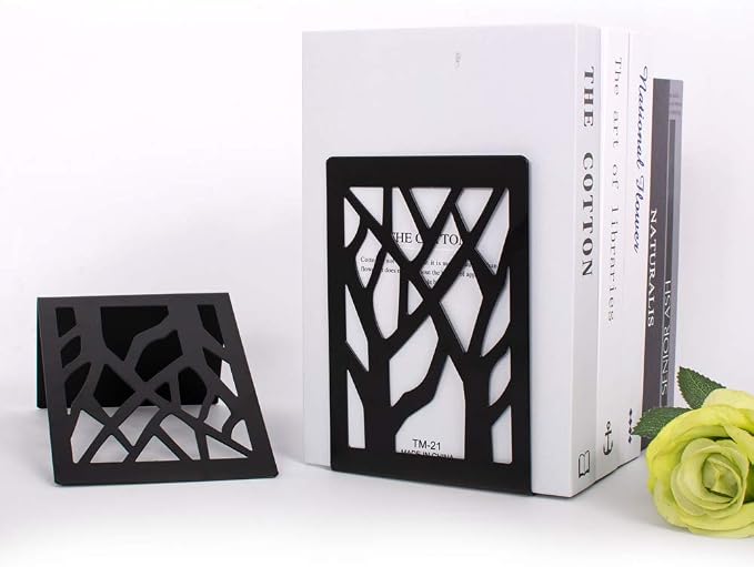 2 Pair Book Ends,Metal Book End Supports for Bookrack Desk