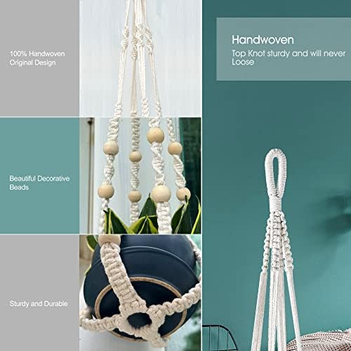 RIFNY Macrame Plant Hanger Indoor, Hanging Plant Holder, White, 1 PC