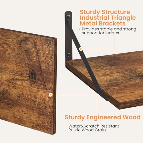 Heimlove 28W x 12D Deep Floating Shelves Set of 2 Rustic Brown