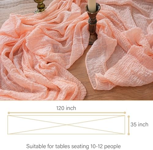 6Pcs Cheesecloth Table Runner Pink 10FT Boho Gauze Cheese Cloth Table Runners 120 Inches Long Rustic Sheer for Centerpiece Home Party Christmas Wedding Baby Shower Spring Easter Decor