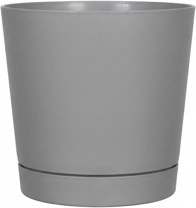 Root & Vessel Majestic Full Depth Round Cylinder Pot, Glossy Gray, 10-Inch (10100)