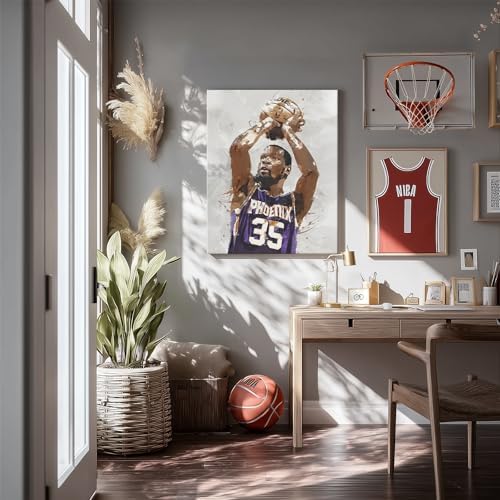 Kevin Durant Basketball Canvas Wall Art, Sports Player Poster, 24x30 Inch | Abstract splash ink athletic artwork, motivational sports wall decor for teen boys room, bedroom, living room, gym or office