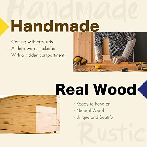Wall Floating Shelves, Rustic Wood Shelf for Wall Mounted - Wooden Handmade Shelves for Bathroom Kitchen Livingroom - No Stain - DIY(Unfinished, 36 Inch - 2 Pack)
