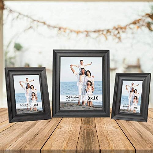 LaVie Home 8x10 Picture Frames (3 Pack, Black) Rustic Photo Frame Set with Tempered glass for Wall Mount & Table Top Display