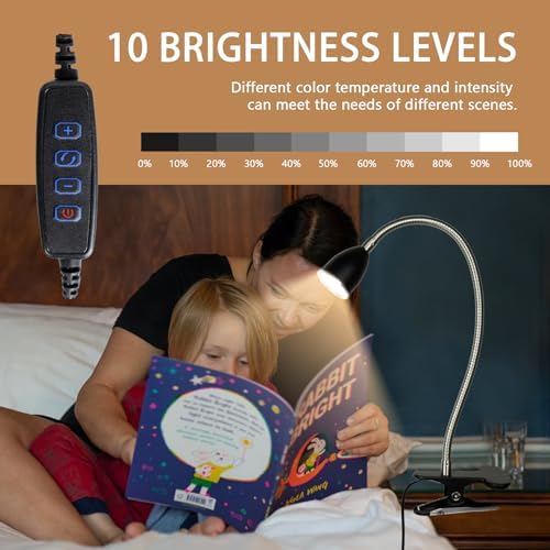 LALISU Desk lamp Eye-Caring Table Lamps, 360°Rotation LED Desk Clip Lamp