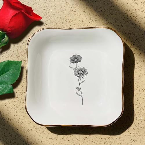 Ceramic Floral Ring Dish for Mom, Bridal Shower Gift for Bridesmaid, Bride to Be Gift, Friendship Gift for Best Friend, Daughter Gift, to Mom from Bride