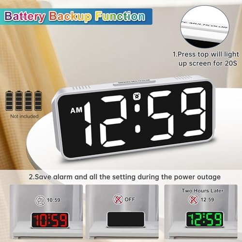 Peakeep Small Cute Digital Alarm Clock Plug in for Kids Bedroom Bedside