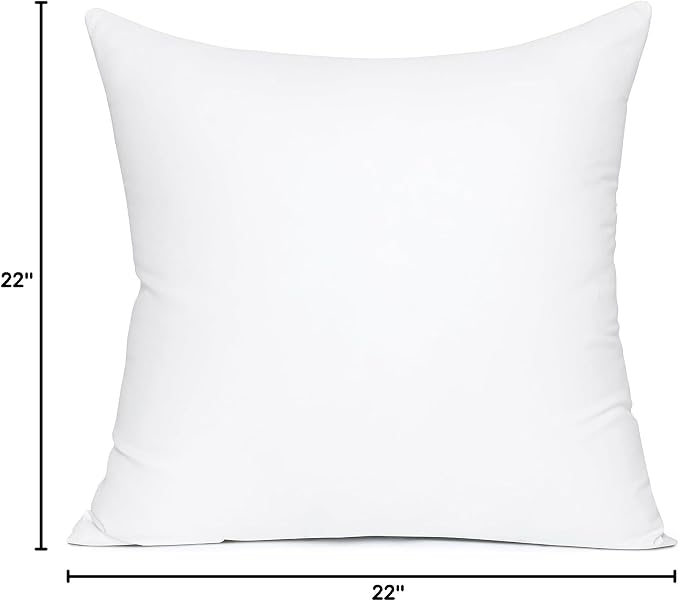 MIULEE 22x22 Pillow Insert, Premium Throw Pillow with Virgin Fiber Filling | Soft and Support, Durable Brushed Fabric, Decorative Pillow for Sofa Bed Couch