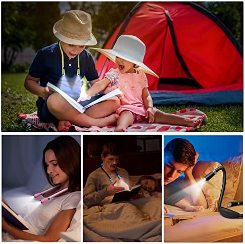 Neck Book Light LED Reading Lamp USB-C Rechargeable, Hands Free, 4 LED Bulbs, 4 Adjustable Brightness, for Reading in Bed or Reading in Car (Green)