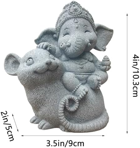 Hindu Elephant Statue Lord Ganesha Figurine Meditation Buddha Sculpture, D
