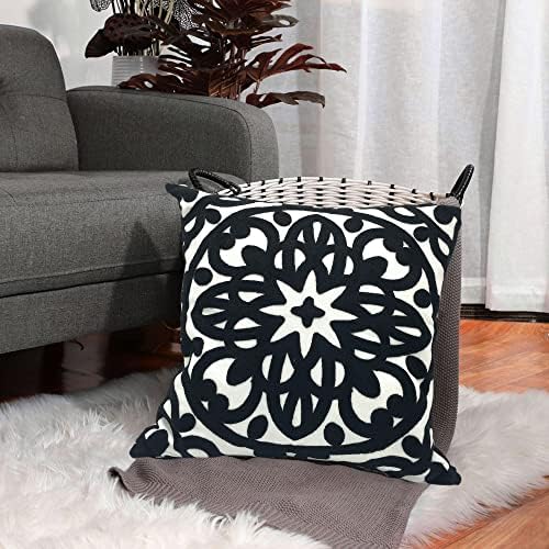 Alysheer Embroidered Decorative Throw Pillow Cover 20"x 20", 1pc Black