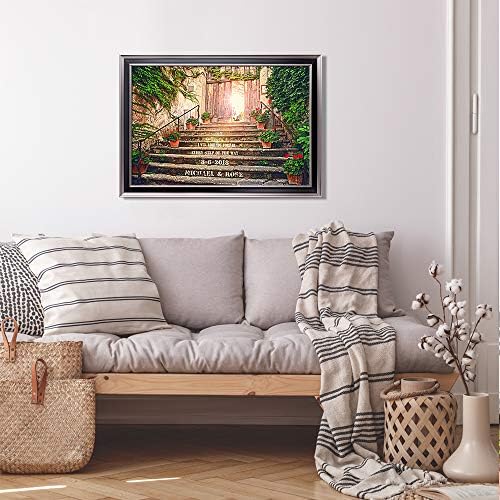 I Will Love You Every Step of the Way Framed Arts with Couple's Names Date and Your Own Message on,Gift for Wedding.With Different Frame Styles Framed Size:33 5/8 x 23 5/8 inches