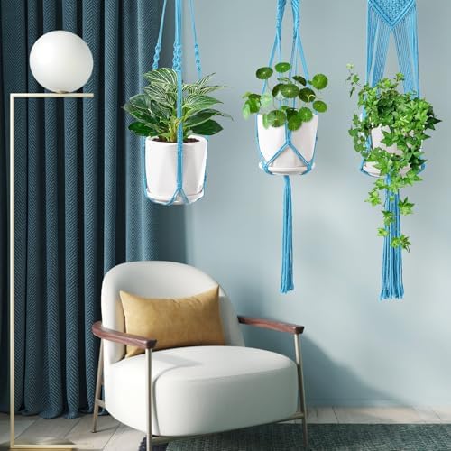 SFENNGPET Macrame Plant Hangers, 6Pack Hanging Planters for Indoor Plants