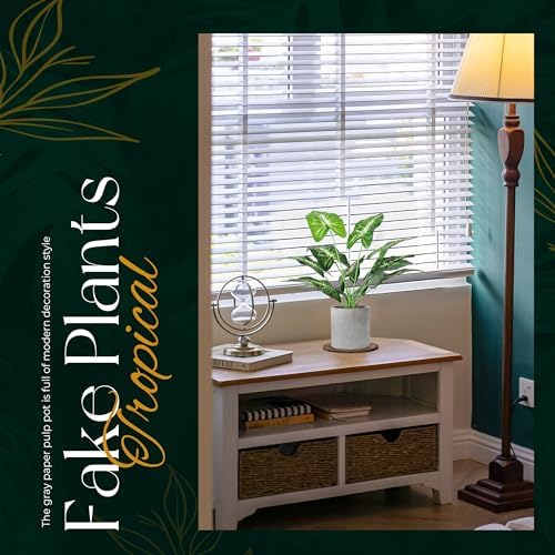 2 Pack 16" Fake Plants Monstera for Desk Shelf Decor