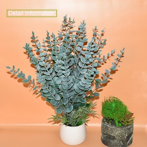 96 Pcs Eucalyptus Stems Faux Greenery Leaves Bulk Artificial Eucalyptus Stems with 15inch for branchs Decor Wedding Bouquet Centerpiece Home Decoration
