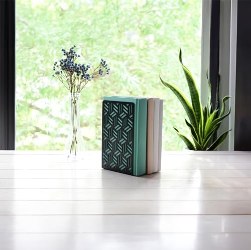 CNK Book Ends Bookends for Decorative Books Holder Bookend Shelves End Hold Heavy Duty Holders Stoppers Metal Stopper Cute Boho Bookshelf Holds Cookbook Office Home Set of 2 Bookends Pair Black