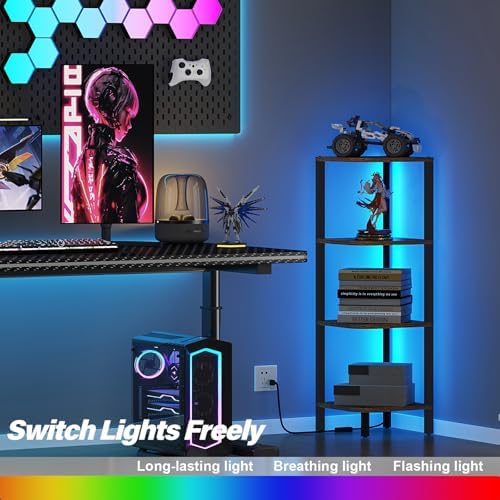TUTOTAK Corner Shelf, 4-Tier Corner Bookshelf for Small Space