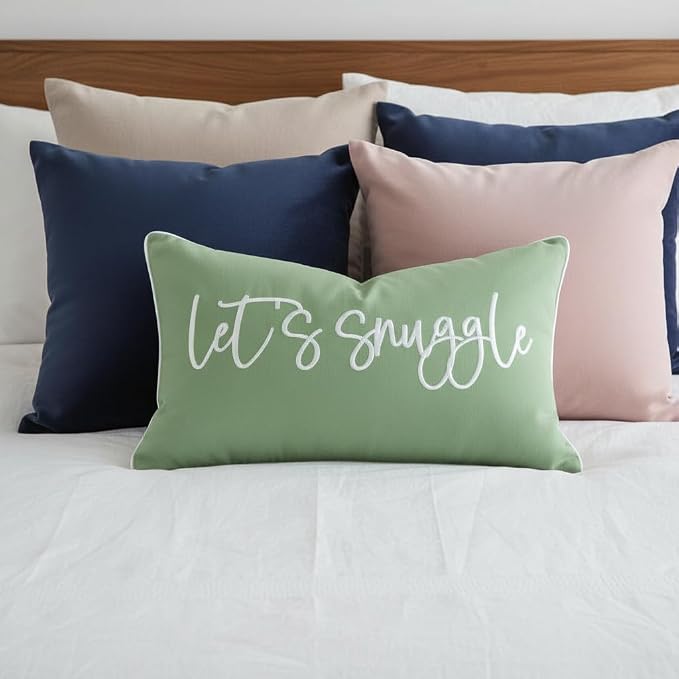 Sunkifover Let's Snuggle Decorative Lumbar Pillow Cover 12"x20" Sage Green