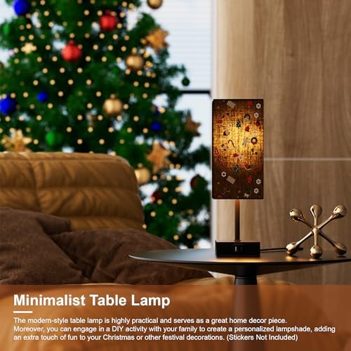 Bedside Table Lamp for Bedroom with 2 USB Ports, 14-Inch, Black