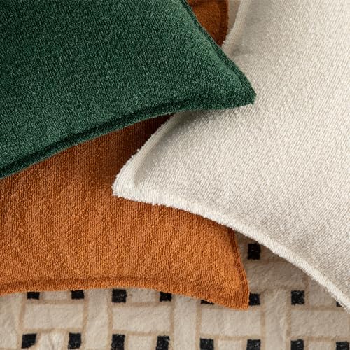 MANDIOO Pack of 2 Decorative Throw Pillow Covers Accent Solid Woven Textured Cushion Covers Pillow Cases Bedroom Living Room Sofa Home 22 x 22 Inch Tobacco
