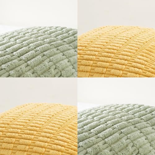 Fancy Homi 4 Packs Decorative Throw Pillow Covers for Living Room Couch Bed, Modern Farmhouse Boho Home Décor Accent Cushion Case, 24" x 24", Yellow Green Series