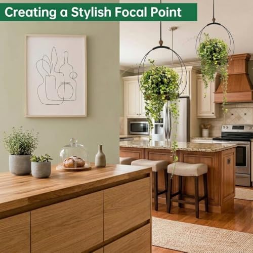hismocal 2 Pack Hanging Planter for Indoor Plants, Black Plant Hanger with Sturdy Wood Base, Modern Boho Macrame Hanger, Wall Ceiling Window Planter (Plants/Pots Not Included)