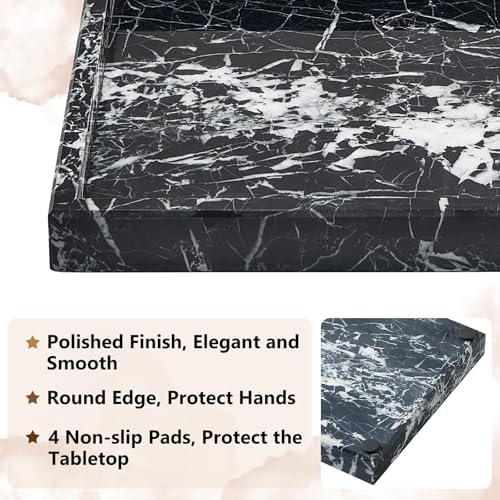 Real Natural Marble Tray for Bathroom, Vanity, Kitchen Counter & Desktop