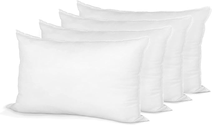 Hometex Throw Pillow Insert 13" x 21" Polyester Filled Standard Cover (4 Pack)