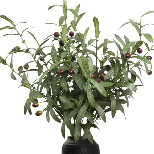 Leftover 6PCS 38 Inch Faux Olive Branches for Vase,Artificial Olive Tree Branches,Eucalyptus Stems,Fake Plant,Faux Greenery Stems for Centerpieces,Home Decor&Wedding Decor