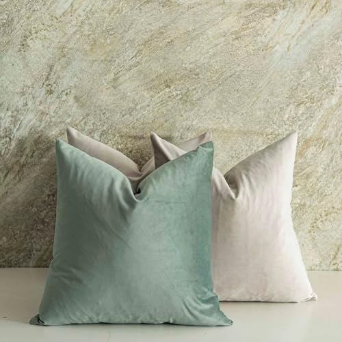 Cashmere Decorative Velvet Throw Pillow Covers 22x22 inch Set of 2 with Zipper Luxury Soft Solid Square Cushion Covers Case for Sofa Couch Bed Living Room