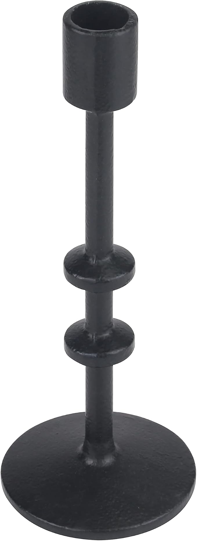 Stonebriar 9" Black Cast Iron Metal 2pc Taper Candle Holder Set, Large