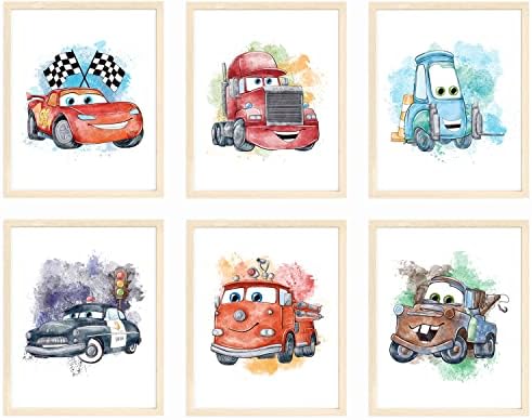 Nistio® Cars Movie Poster Prints, Cars Movie Poster Wall Art Decor, Lightning McQueen, Set of 6, 8x10 inches (Unframed)