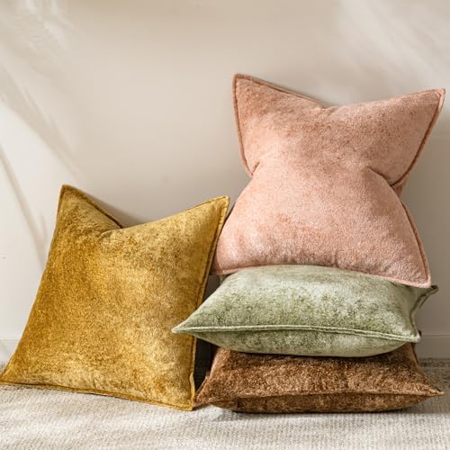 Velvet 3D Ice Flower Throw Pillow Covers 16x16 Inch Set of 4