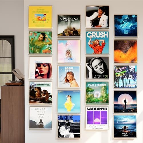 Laurensory Vinyl Record Wall Mount Shelves, 12 inch Vinyl Holder, 20 Pack