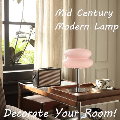 Glivpny Mushroom Lamp Table Lamp, Mid Century Modern Table Lamps (Pink)