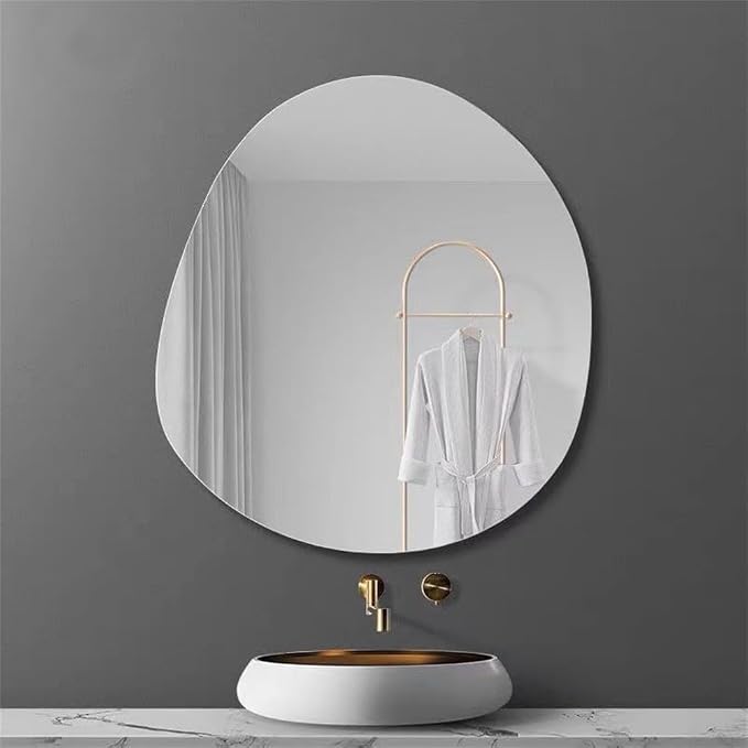 Irregular Wall Mirror Set Frameless Glass Mirror Modern Decorative Mirror for Bedroom Living Room Dressing Table Entryway Space Saving(36x40cm)