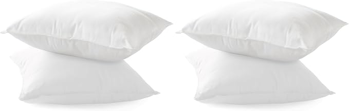 Elegant Comfort Set of 2 Poly-Cotton Shell Siliconized Fiber Filling 4 Pack Throw Inserts Sofa Bed and Couch Indoor Decorative Pillows, 16x16 Inch - Pack of 2, White 2 Count