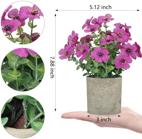 2 Pack Small Fake Plants Potted Artificial Plants Artificial Flowers Potted