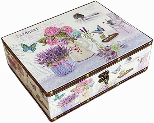 Decorative Treasure Chest, Vintage Wooden Storage Box With PU Leather Surface for Trinkets, Jewelry, Photos - Memory Keepsake Box With Lid, Gifts for Kids, Girls, Women, Home Decor