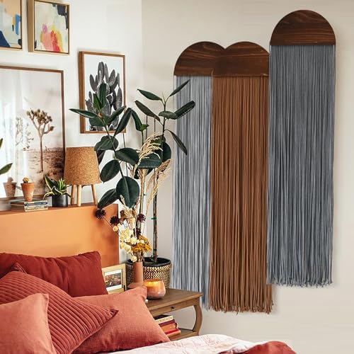 3Pcs Macrame Wall Hanging Handmade Boho Decor Yarn Craftsmanship 10"W*40"L