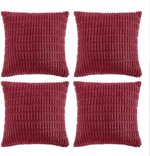 Fancy Homi 4 Packs Decorative Throw Pillow Covers for Living Room Couch Bed, Modern Farmhouse Boho Home Décor Accent Cushion Case, 22" x 22", Burgundy