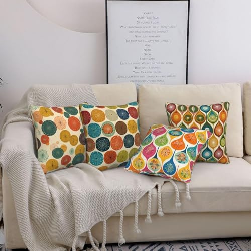 Midcentury Dots Throw Pillow Covers Set of 4 Decorative Soft Double Sided Print Pillow Case Farmhouse Home Decor for Living Room Sofa Couch 18x18