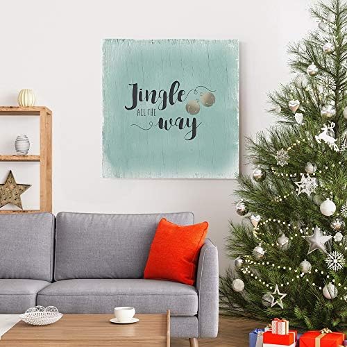 Renditions Gallery Xmas Wall Prints for Home Decor Rustic Jingle all the way Christmas Bells Canvas Wall Paintings for Bedroom Living Room & Kitchen Decorations - 32"X32" LT05