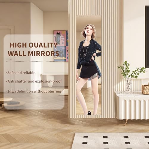 6-Piece Thick Acrylic Mirror Set for Walls, 12 x 12 inch self-Adhesive Frameless Small Mirror Tiles, Flexible Plastic Lenses for Bedroom, Home, and Gym Doors(6 pcs 12x12inch)