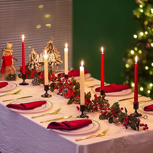 Sziqiqi Black Candlestick Candle Holders Set of 6 for Halloween Table Decor