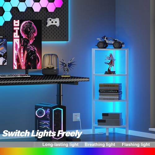 TUTOTAK Corner Shelf, 4-Tier Corner Bookshelf for Small Space