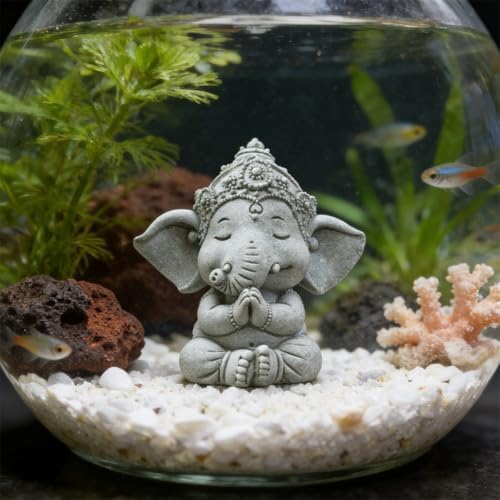 livelyfish Hindu Elephant Statue Lord Ganesha Figurine Meditation Buddha, B