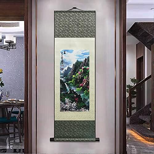 AtfArt Asian Wall Decor - Beautiful Silk Scroll Painting: Four Seasons Landscape - Summer, Autumn, Winter-Spring - Oriental Decor - Chinese Art Wall Scroll - 39 x 12in (Four Piece)