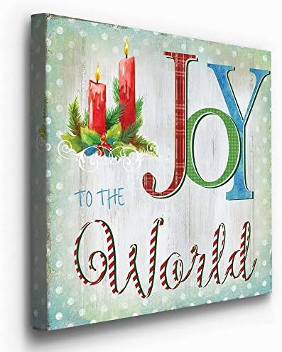 Renditions Gallery Christmas Celebration Wall Art Joy to the World Xmas Candle Canvas Hanging Artwork Prints for Bedroom Office Home Kitchen Decorations - 24"X24" LT05