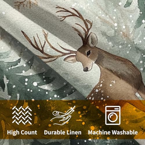 Xmas Reindeer Throw Pillow Cover 22x22 Inch Set of 2 Winter Trees Snowflake Holiday Animals Pillowcase Christma Deer Farmhouse Cushion Case for Home Sofa Couch Decor